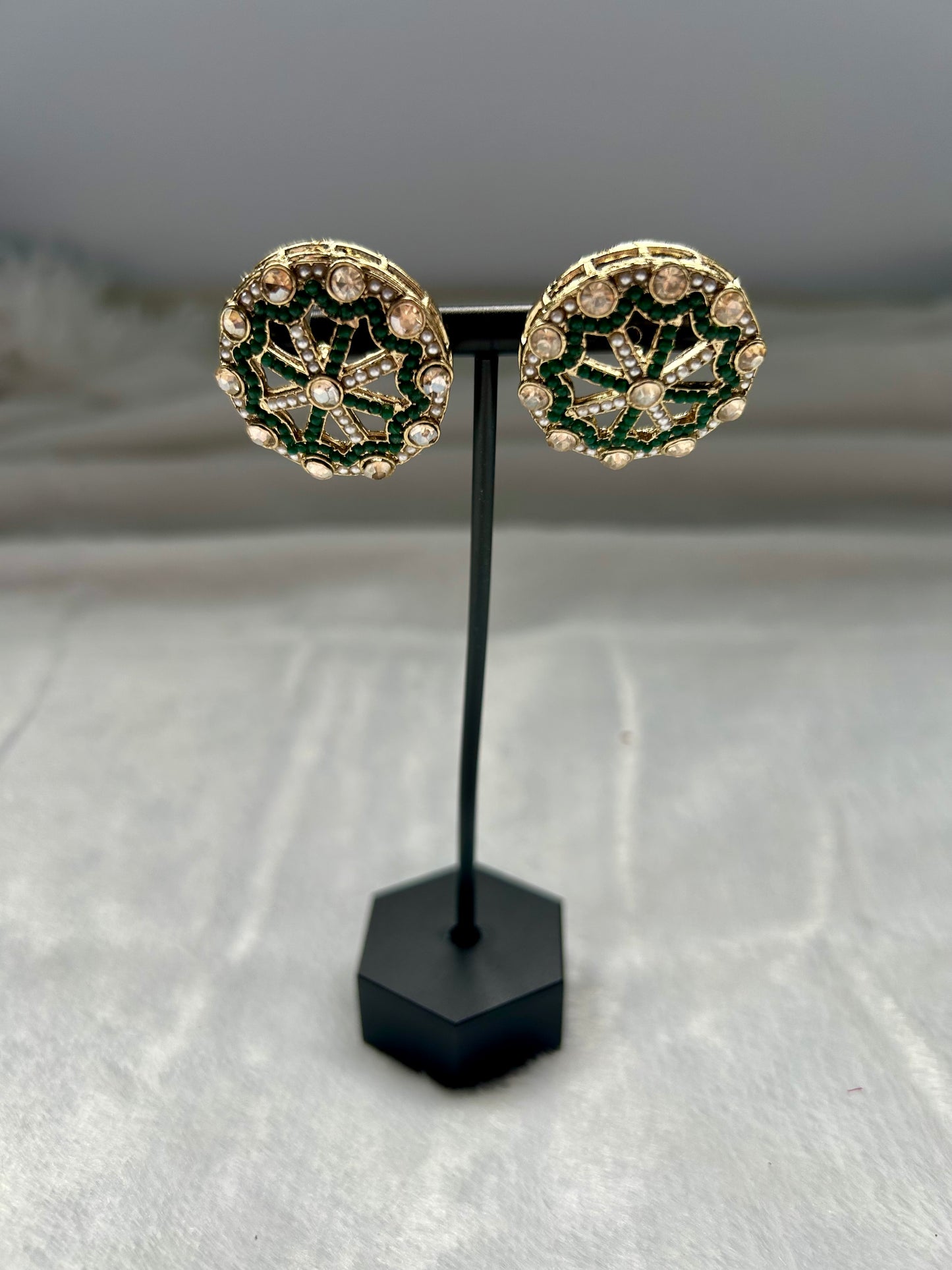 Emerald Green Polki Studs