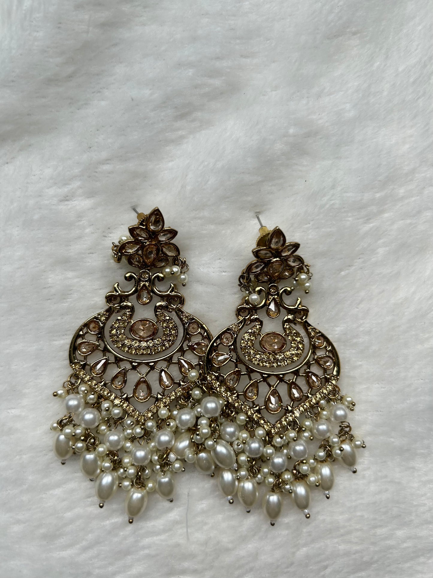 White Polki Earrings