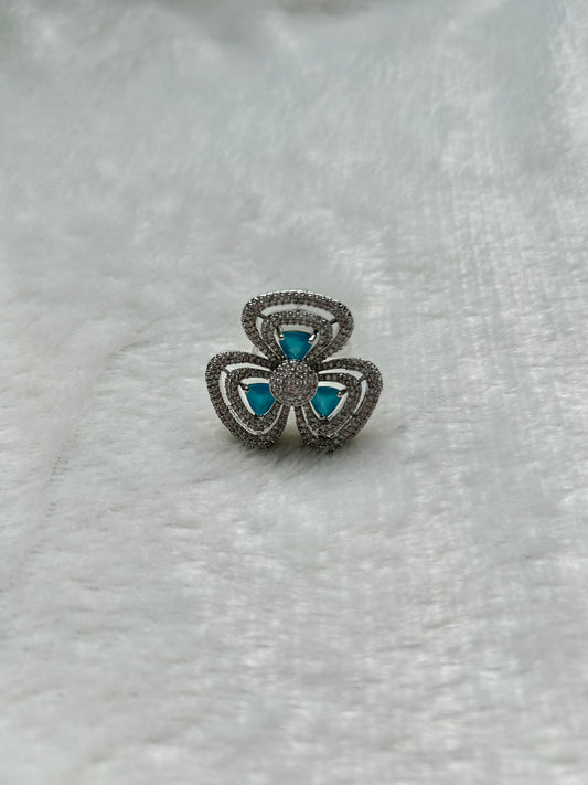 AD Ferozi Blue Flower Ring