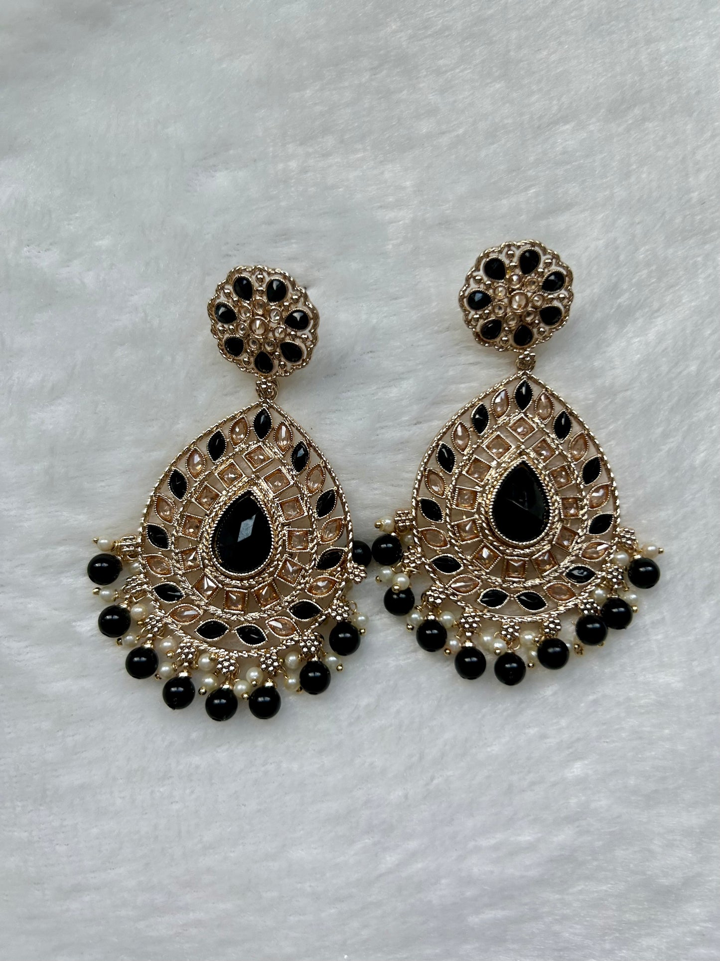 Black Polki Earrings