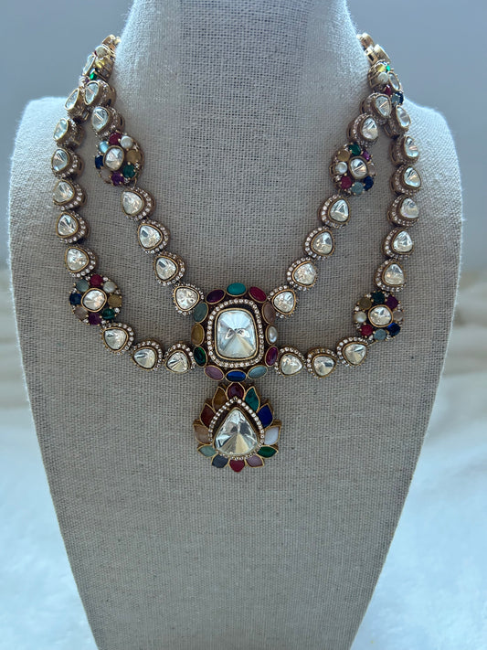 Multi Moissanite Kundan Layered Set