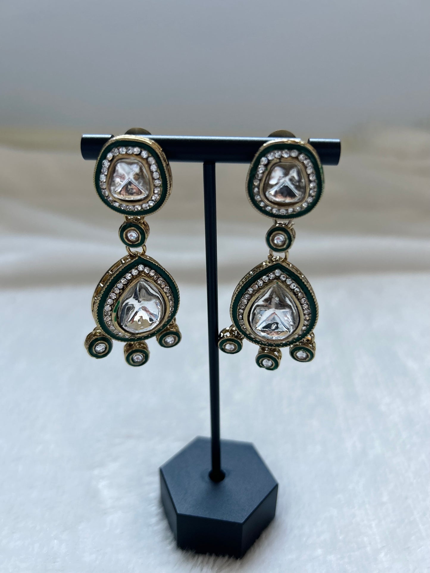 Emerald Green Kundan Earrings