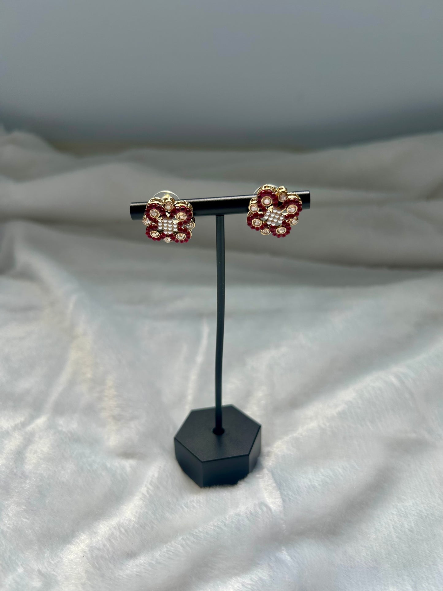 Dark Hot Pink Polki Studs
