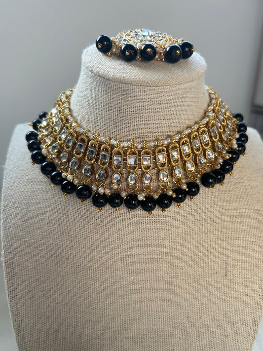 Black Kundan Choker Set