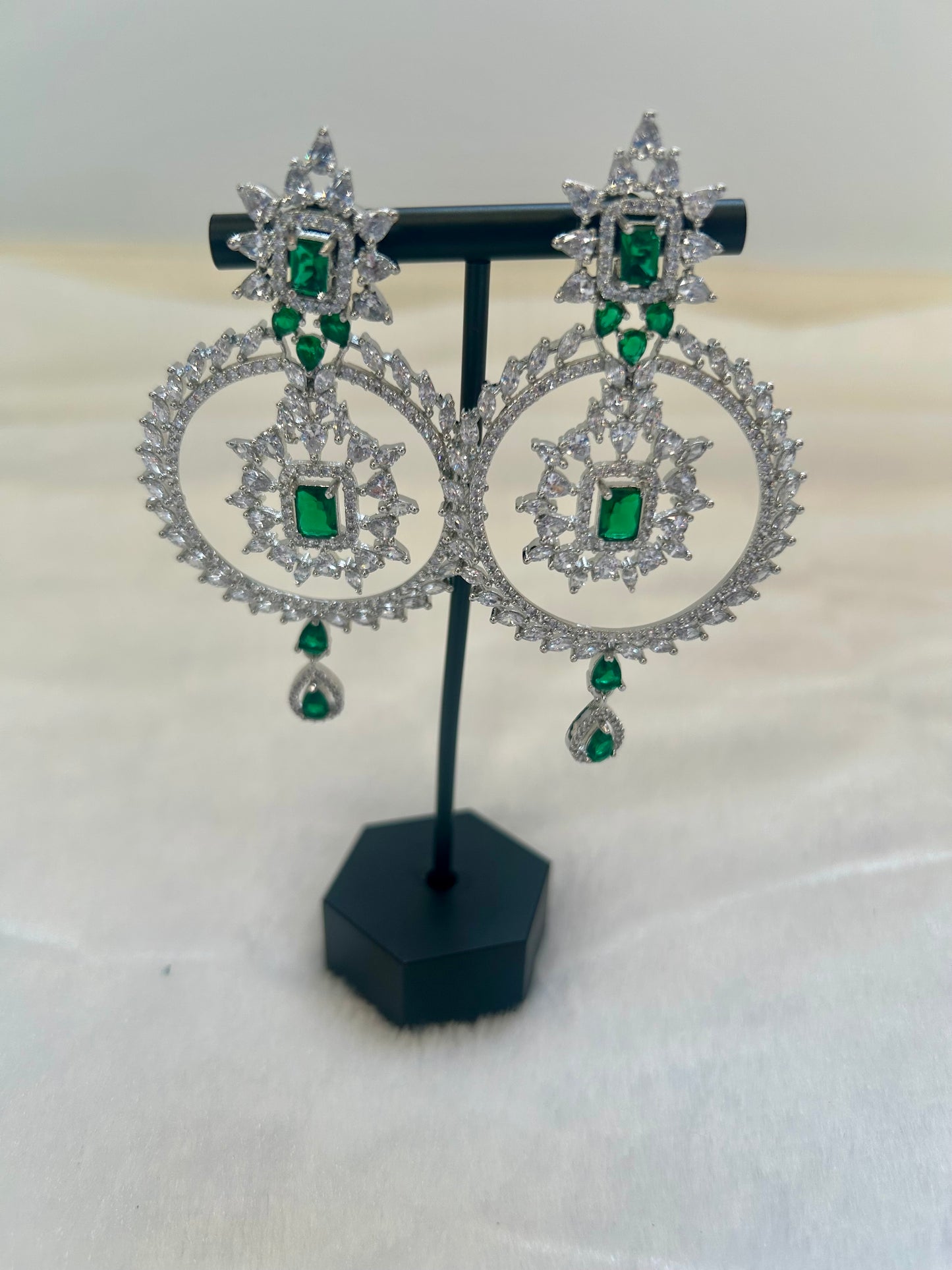AD Emerald Green Chandbali Earrings