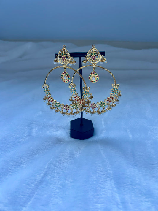 Multi Jadau Kundan Earrings