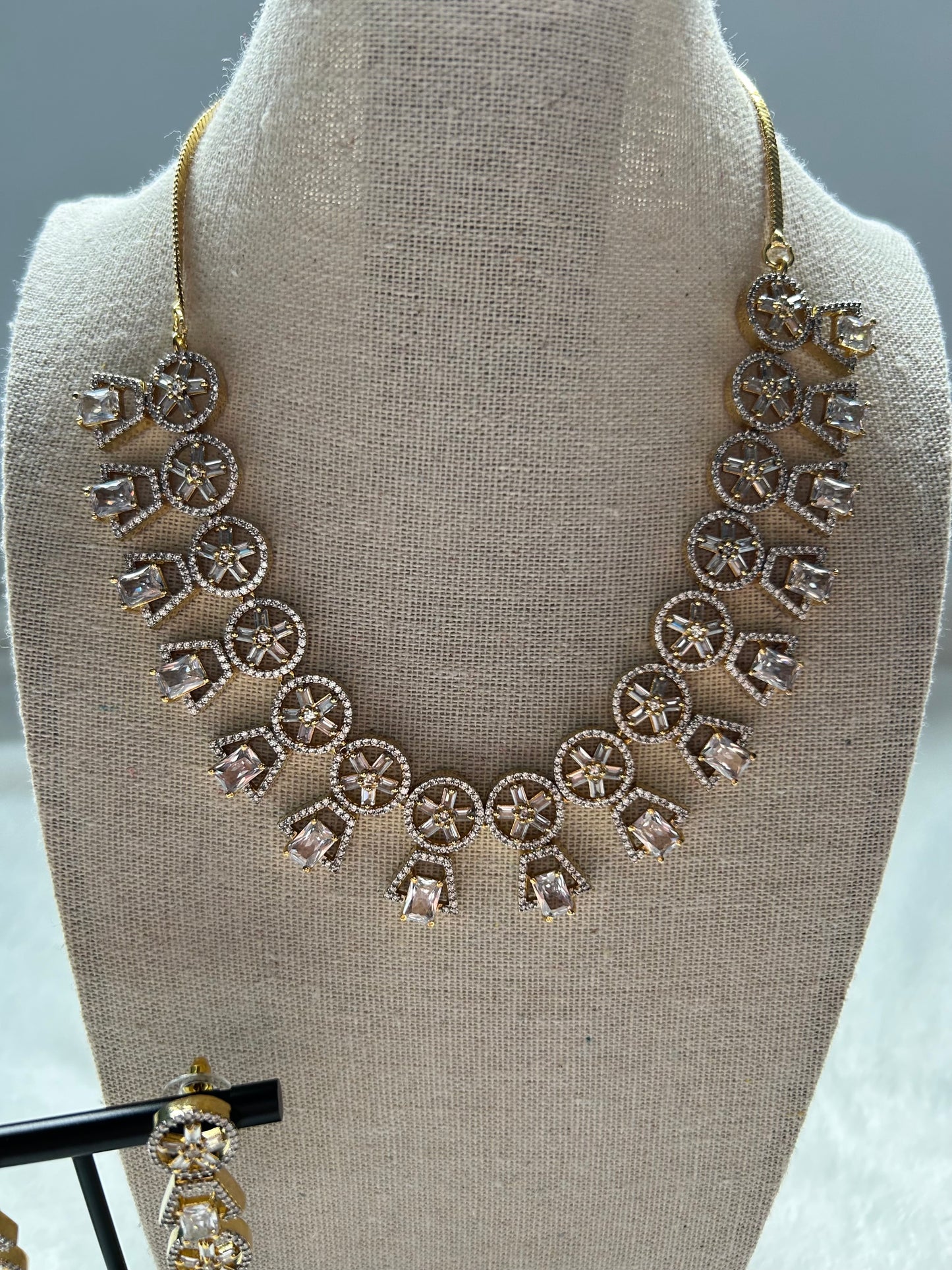 White Gold AD Necklace Set