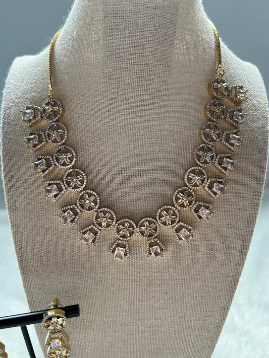 White Gold AD Necklace Set