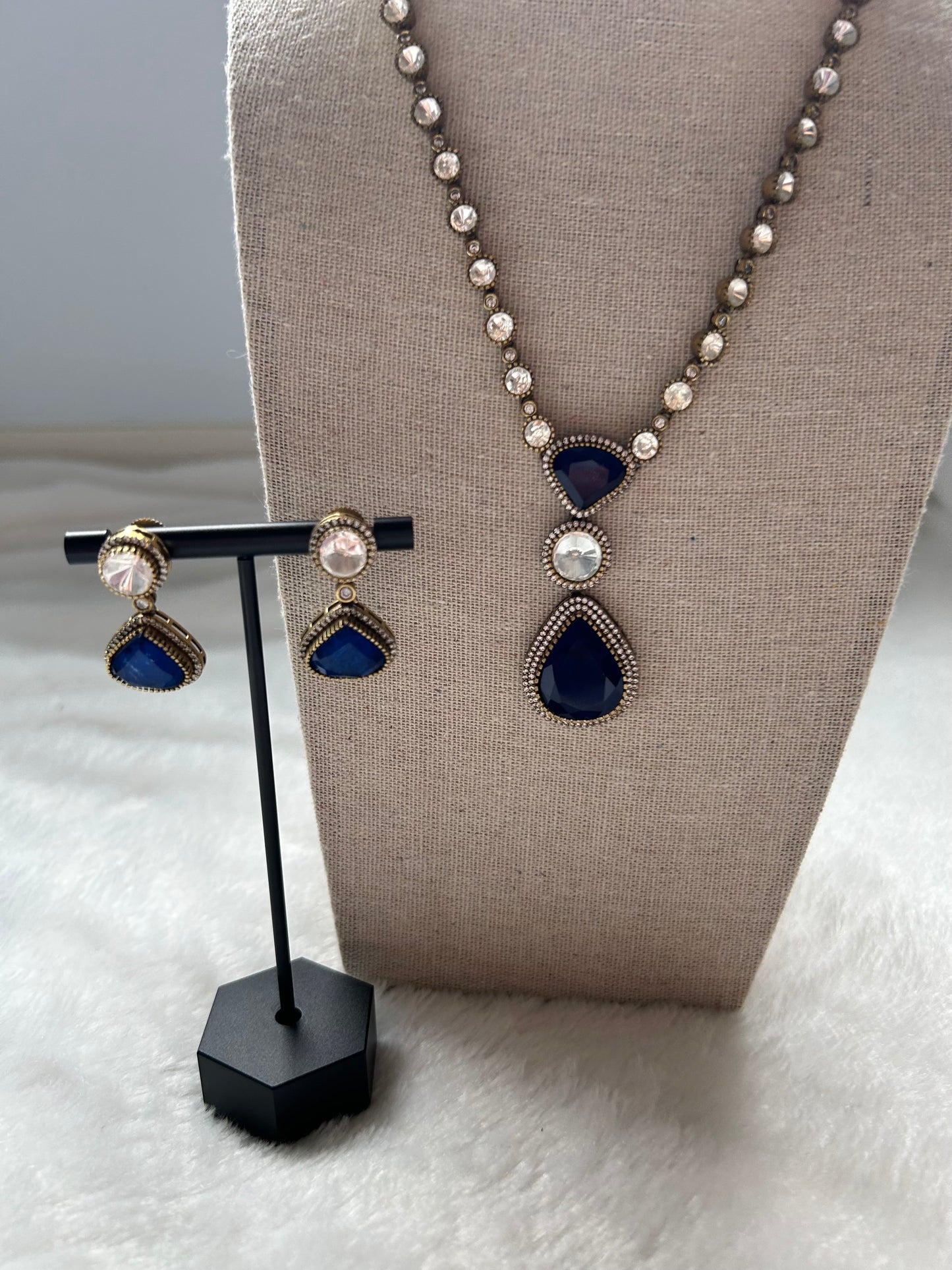 Royal Blue Long Necklace Set