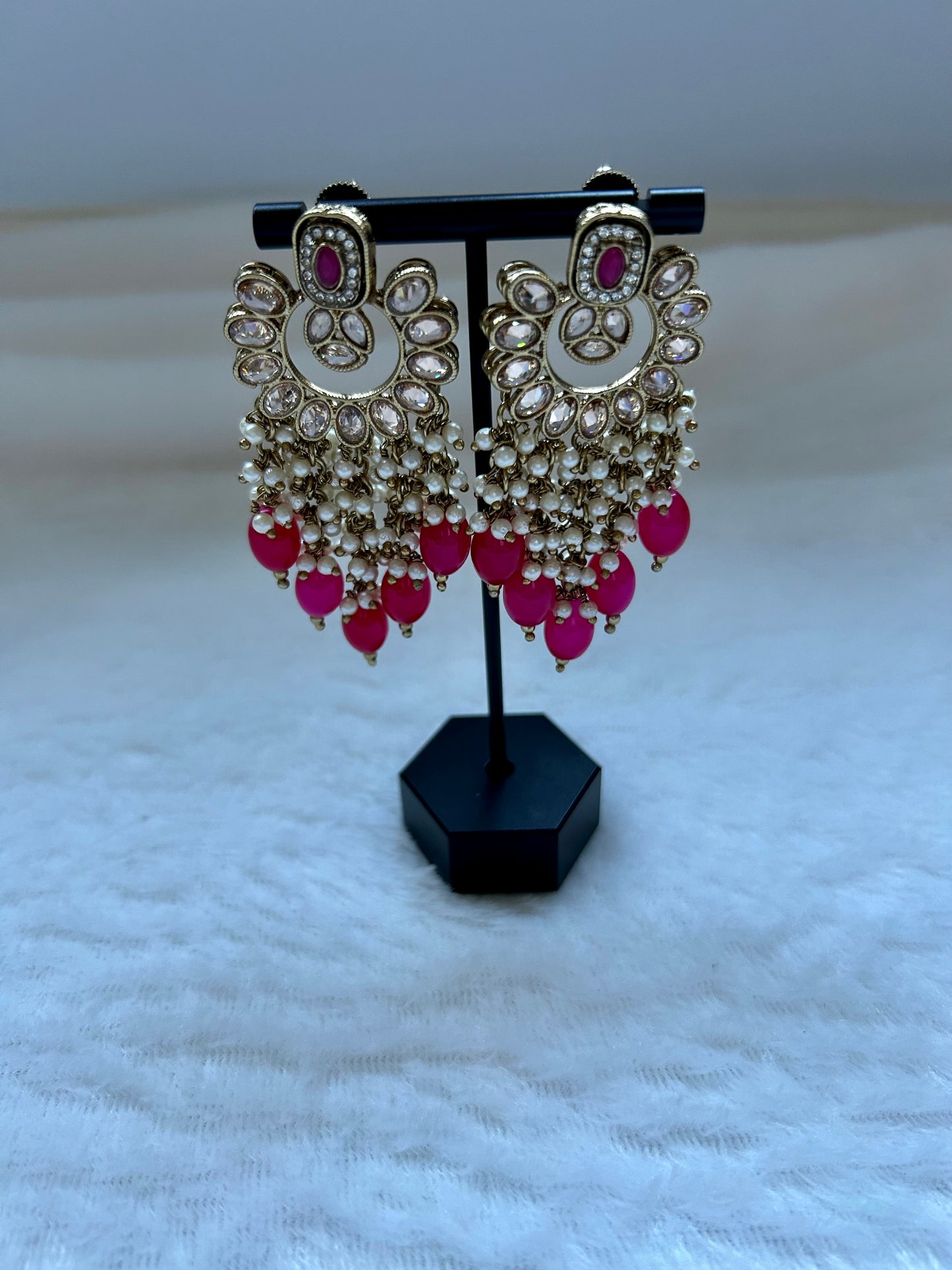 Hot Pink Polki Earrings