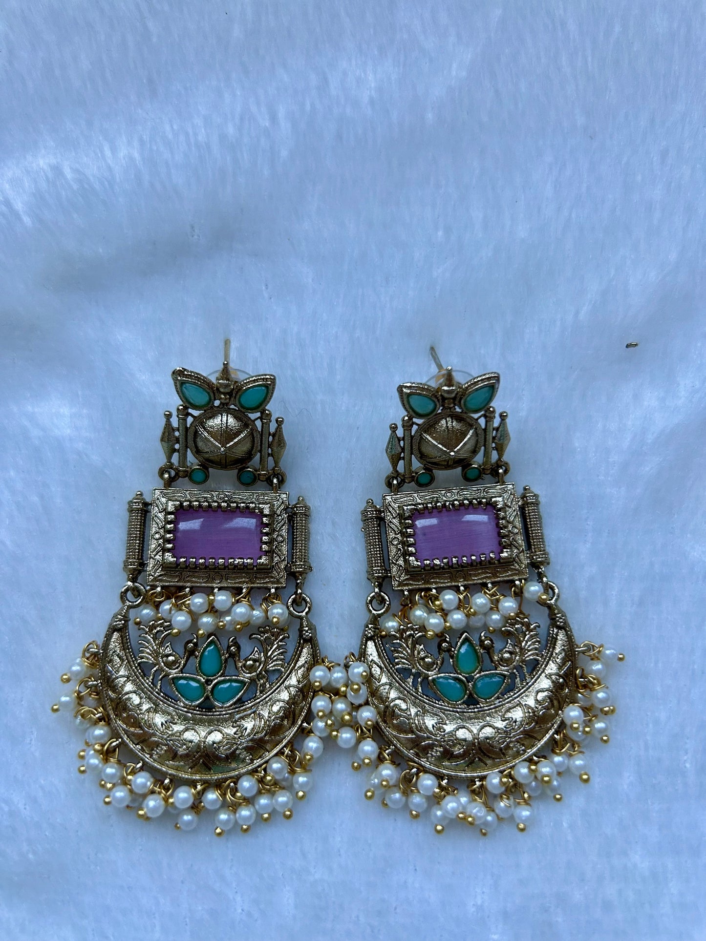 Dual Toned Mint & Pink Earrings