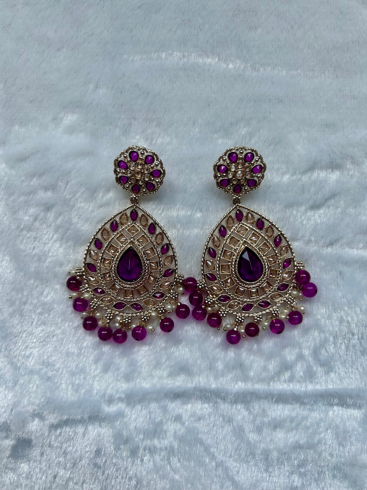 Purple Polki Earrings