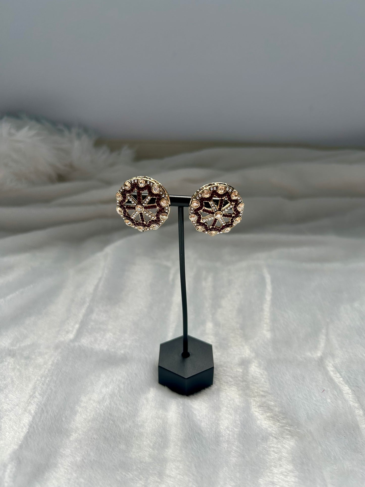 Dark Red Polki Studs