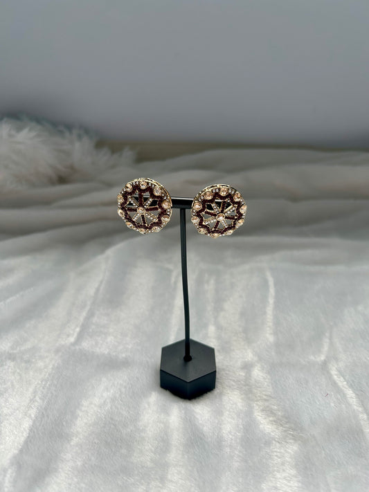 Dark Red Polki Studs