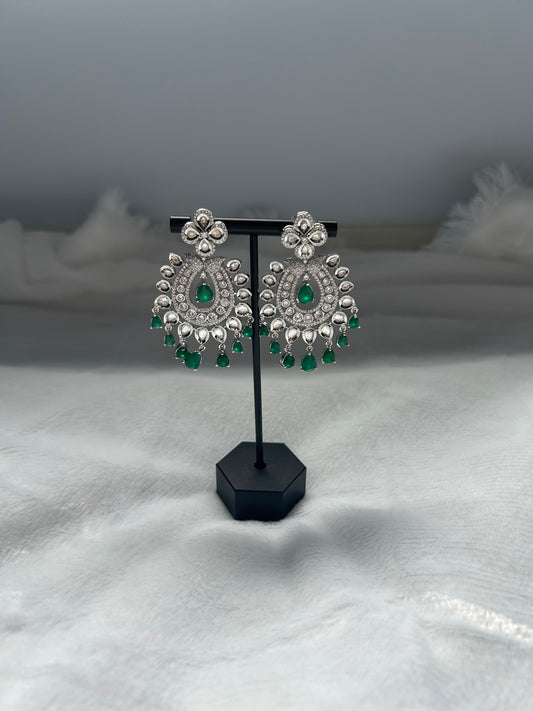 AD & Uncut Kundan Green Earrings