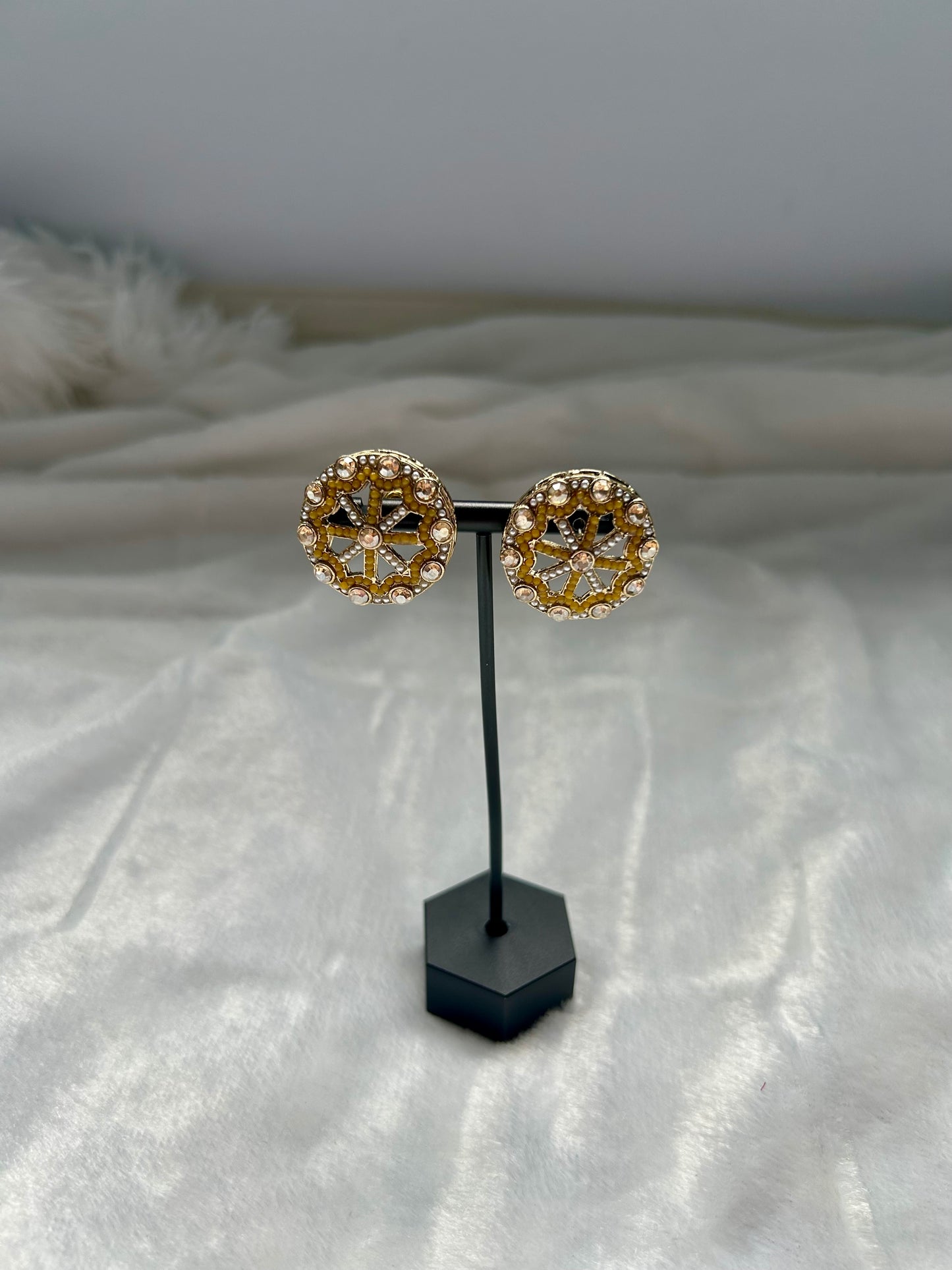Yellow Polki Studs