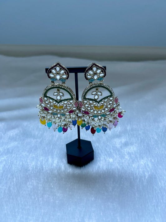 Pakistani Inspired Multi Kundan Earrings