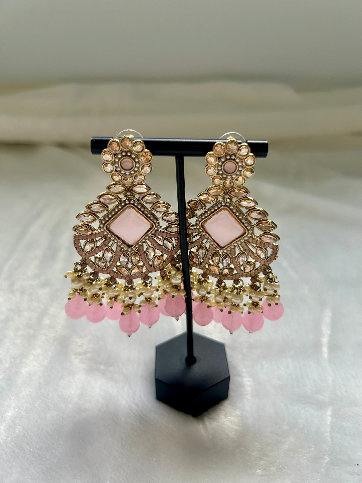 Light Pink Kundan Earrings