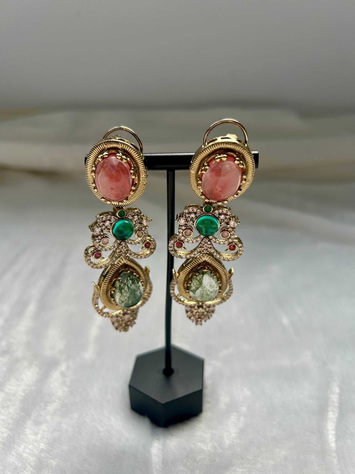 LUXE Mint & Peach Marble Doublet Earrings