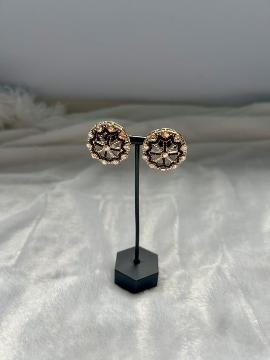 Dark Maroon Polki Studs