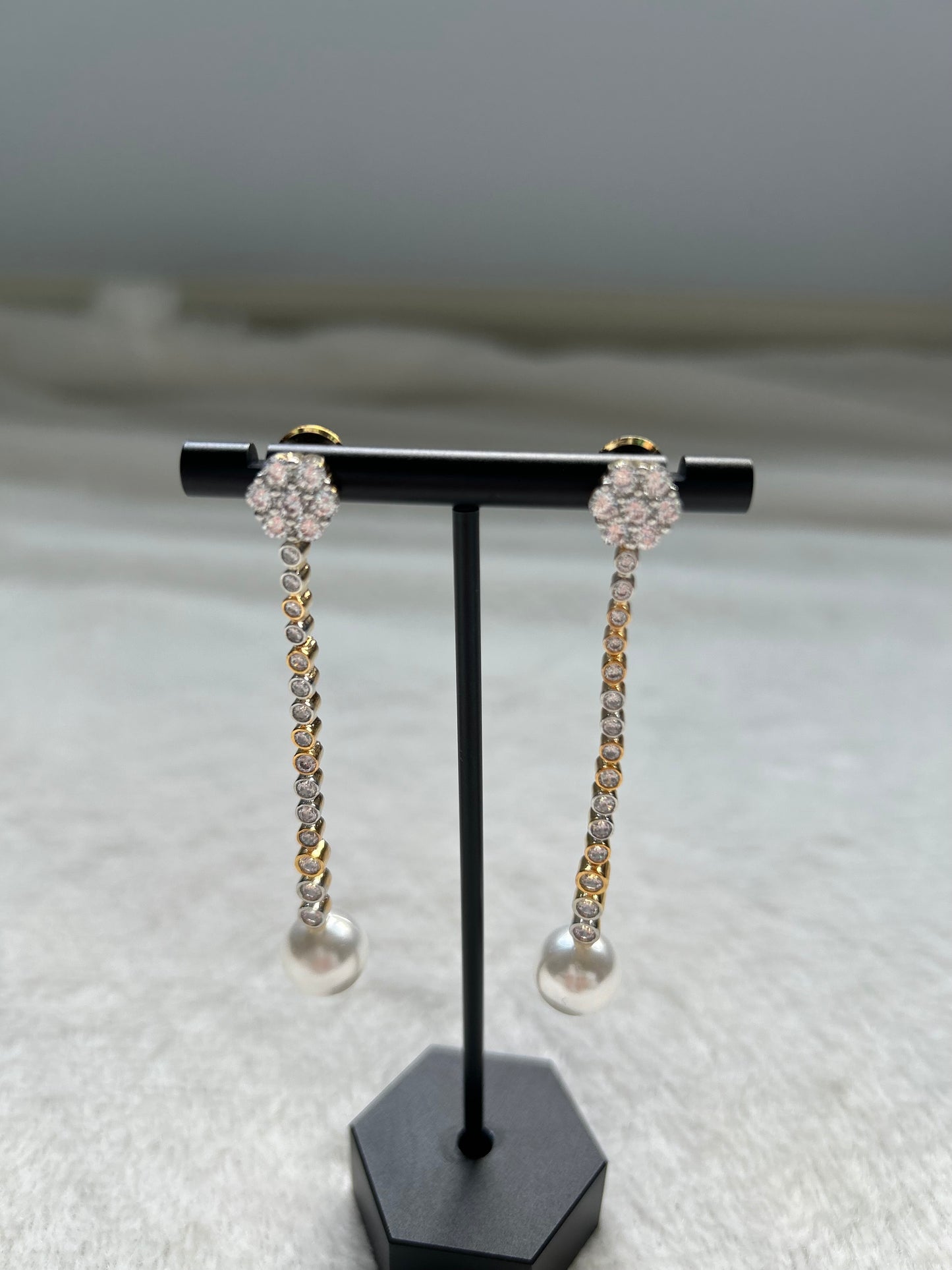 CZ Dual Toned Earrings