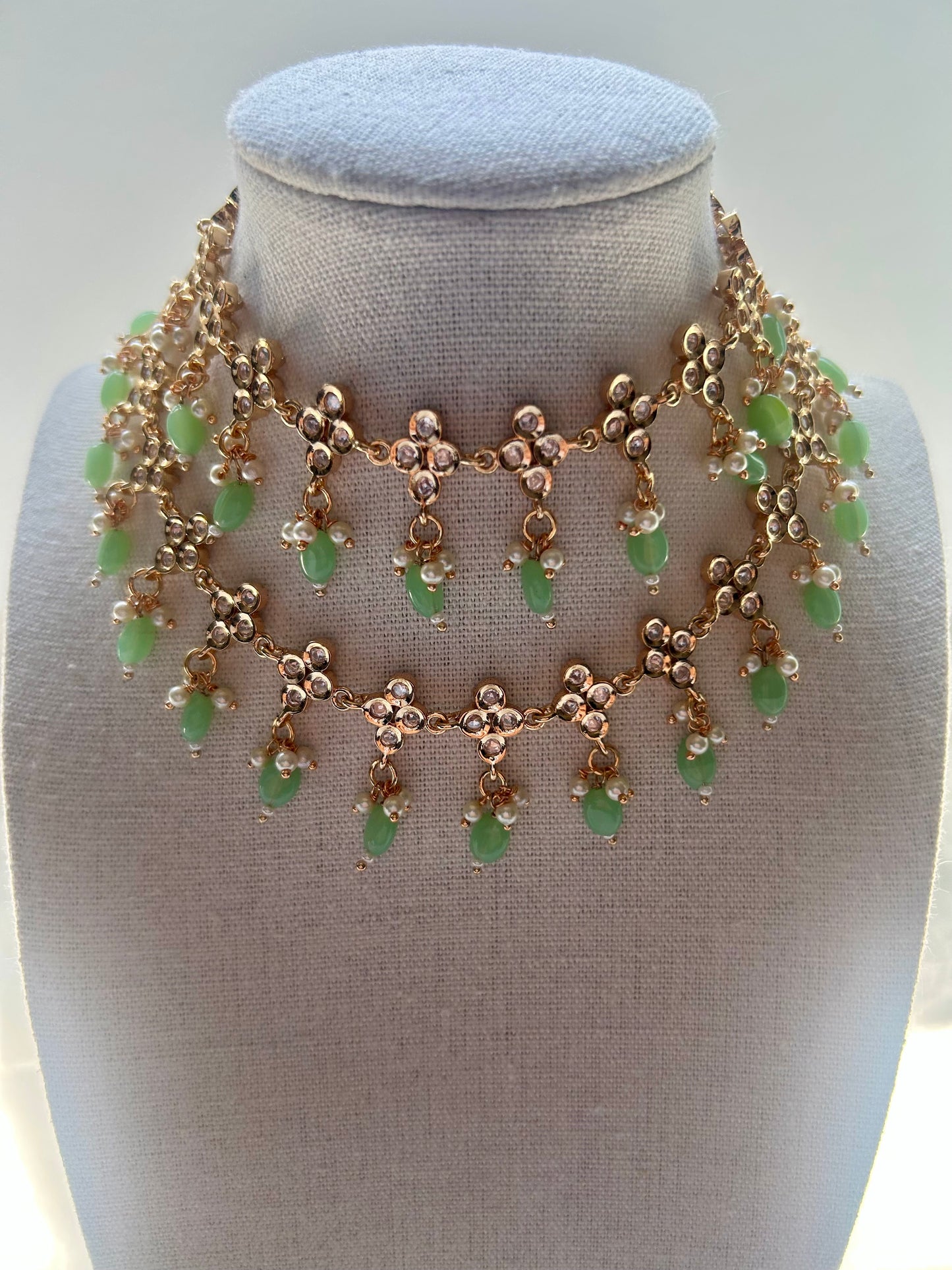 Mint Tyaani Kundan Two Layered Set