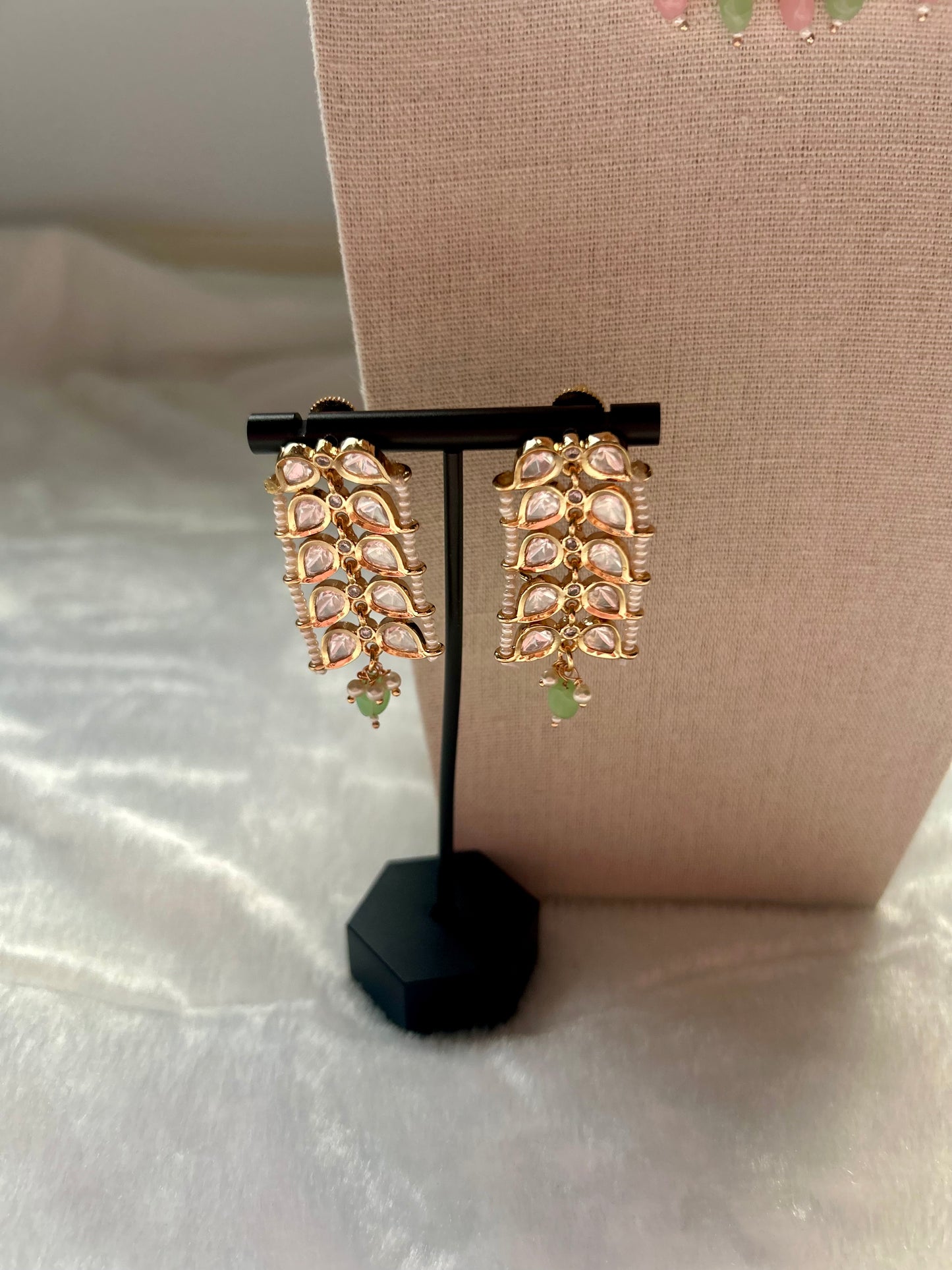 Pink & Mint Tyaani Kundan Double Layer Necklace Set