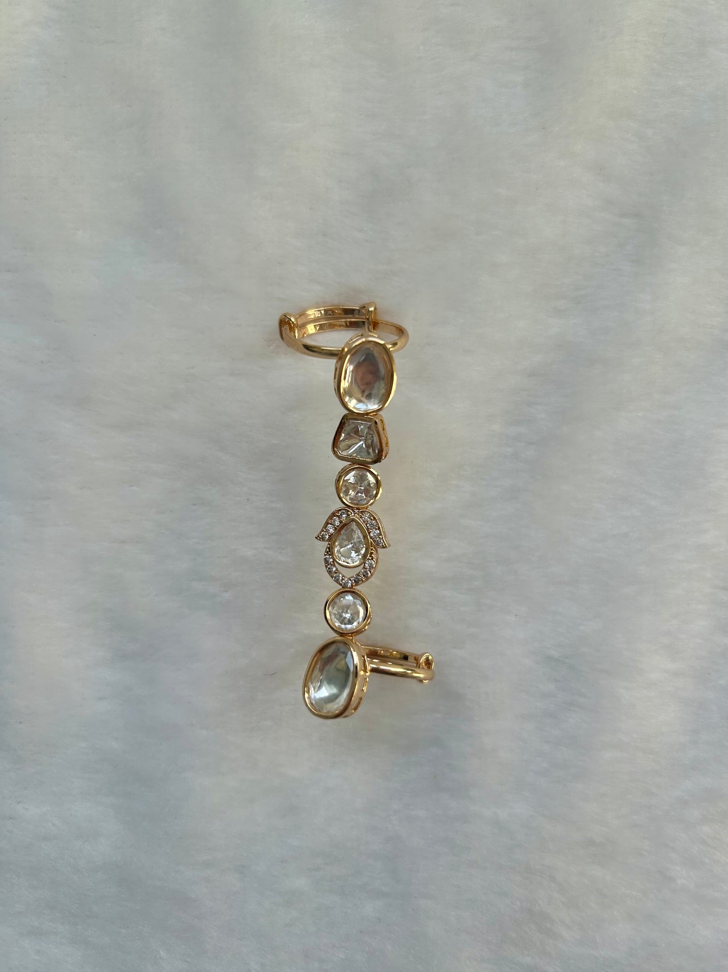 Golden Moissanite Kundan Ring