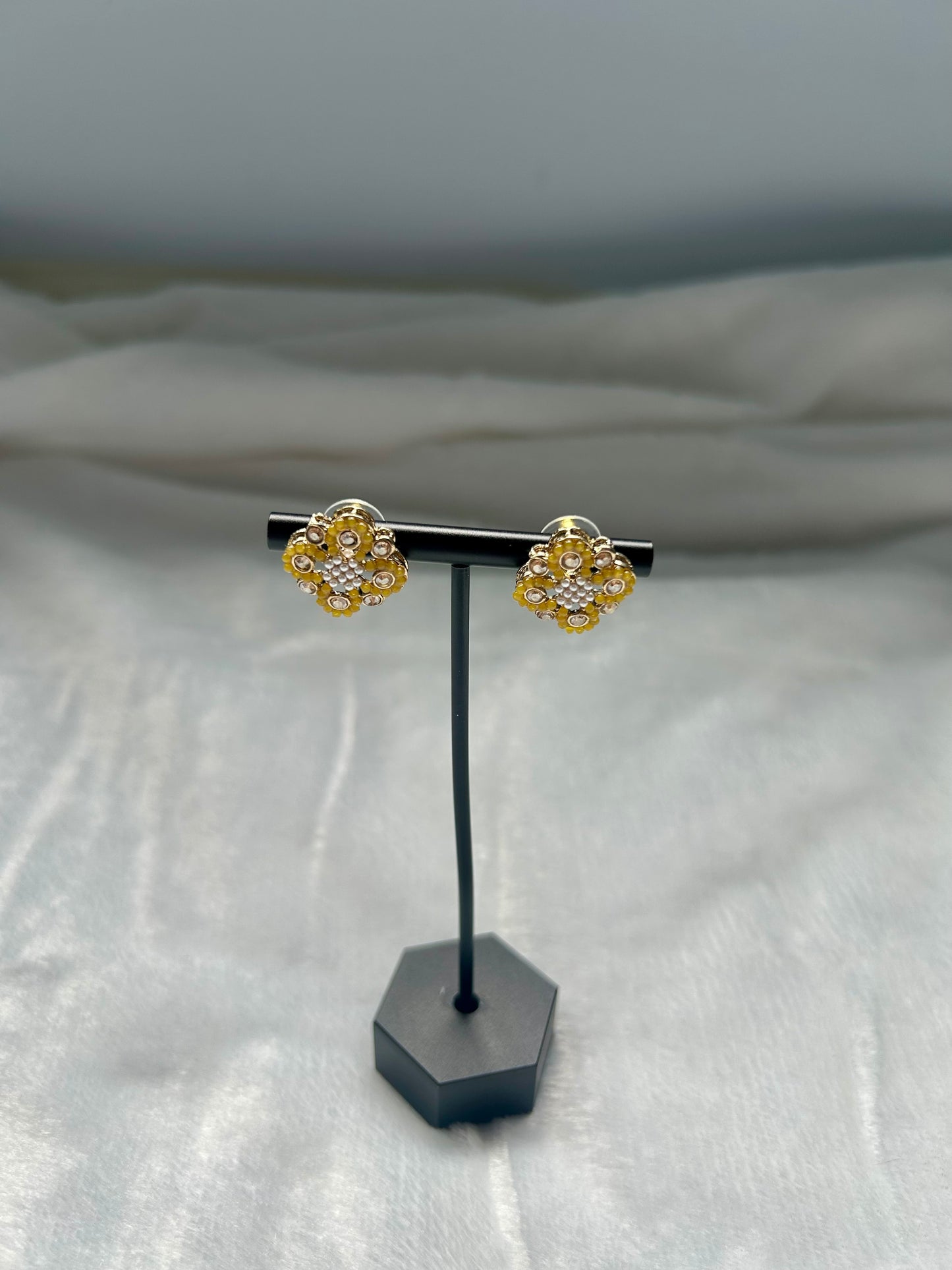 Yellow Polki Studs