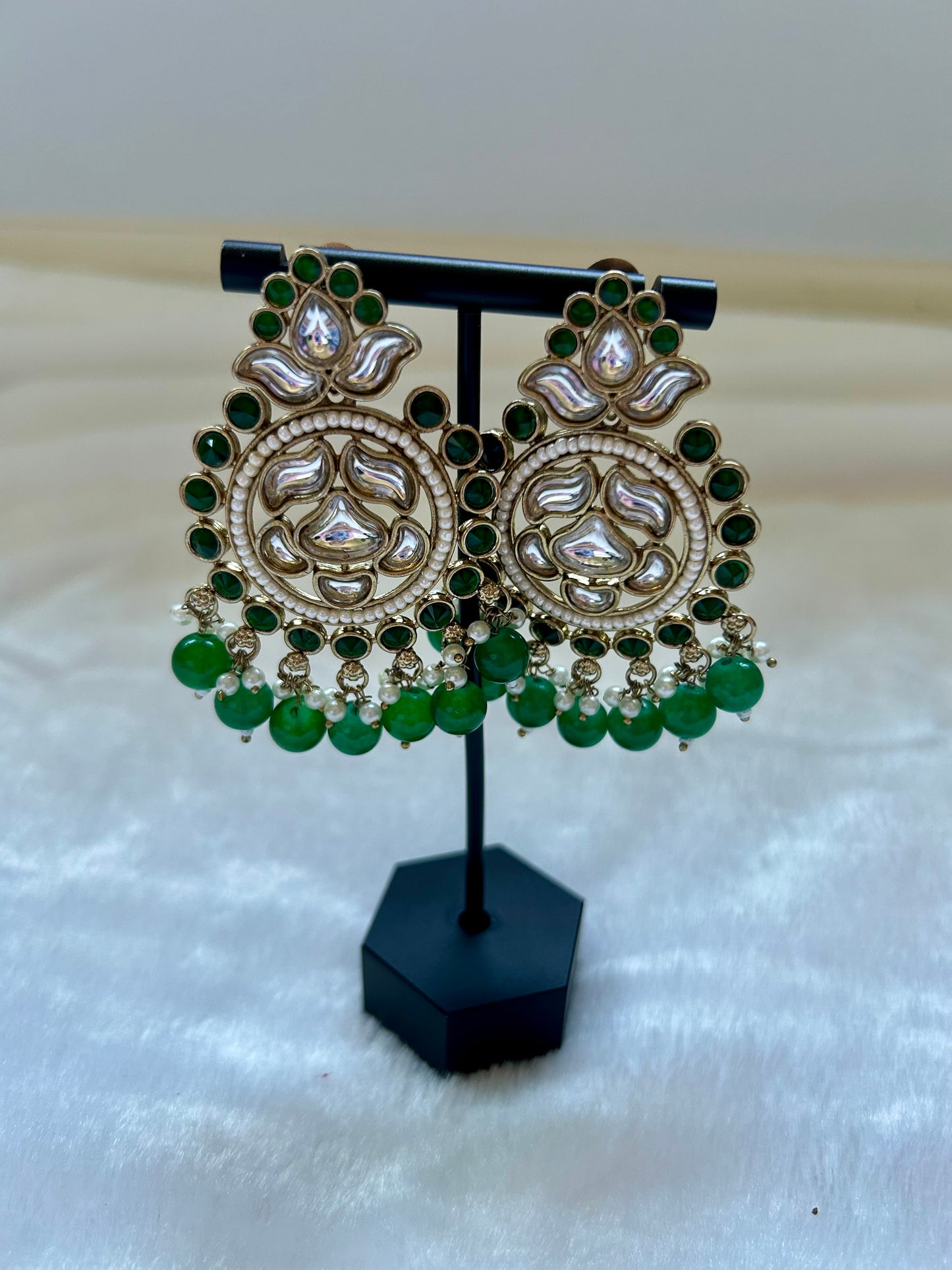 Emerald Green Kundan Earrings
