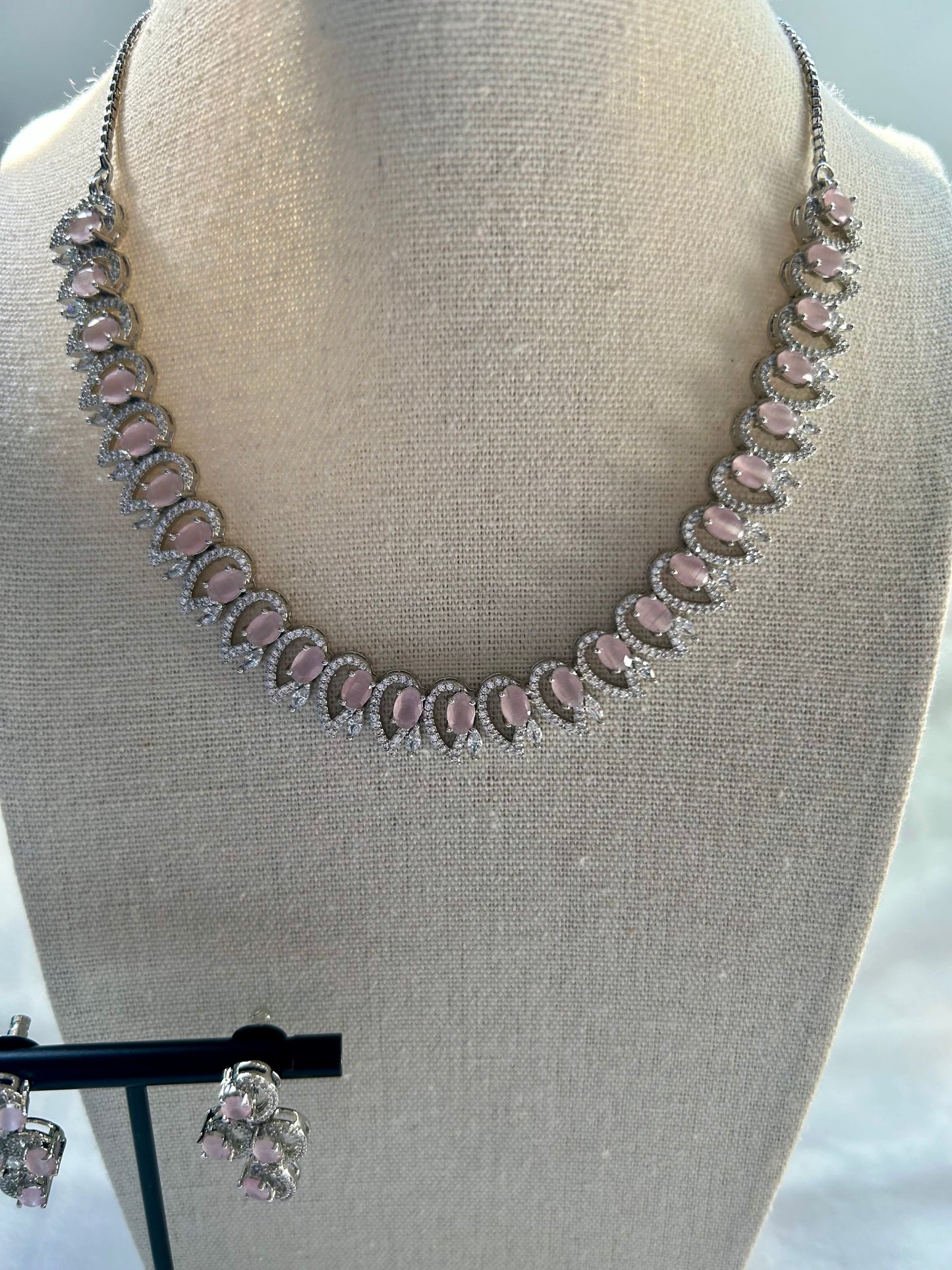 Pink CZ Necklace Set