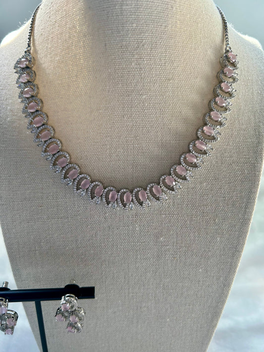 Pink CZ Necklace Set