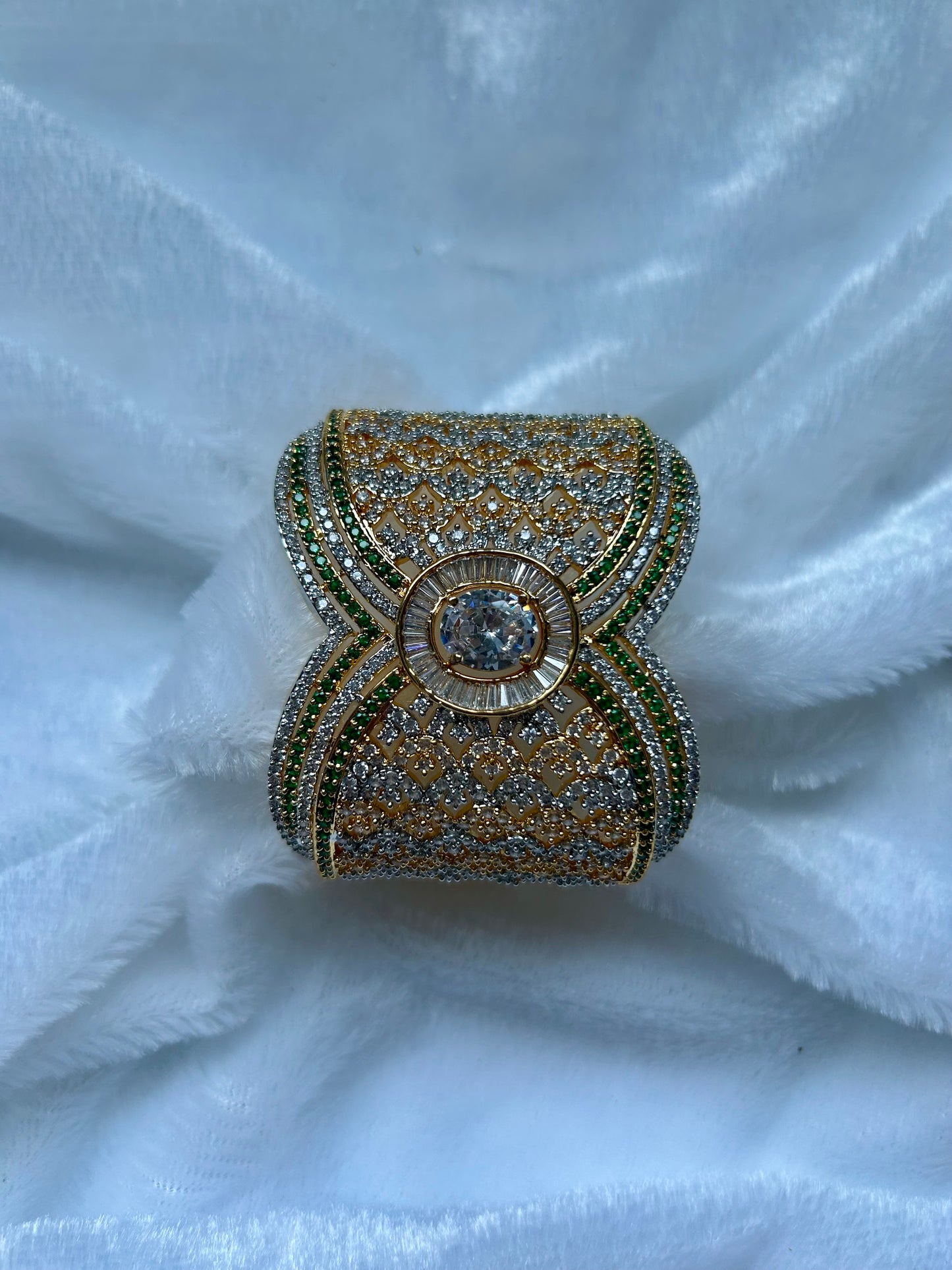 Emerald Green Dual Toned Cuff Bracelet