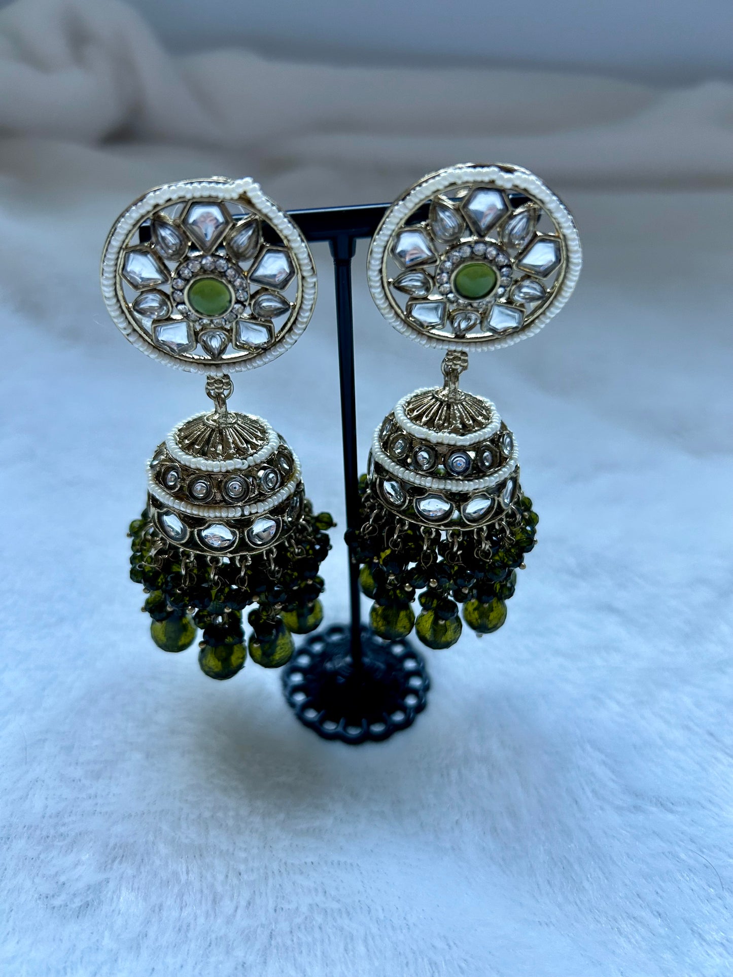 Olive Green Jhumki Earrings