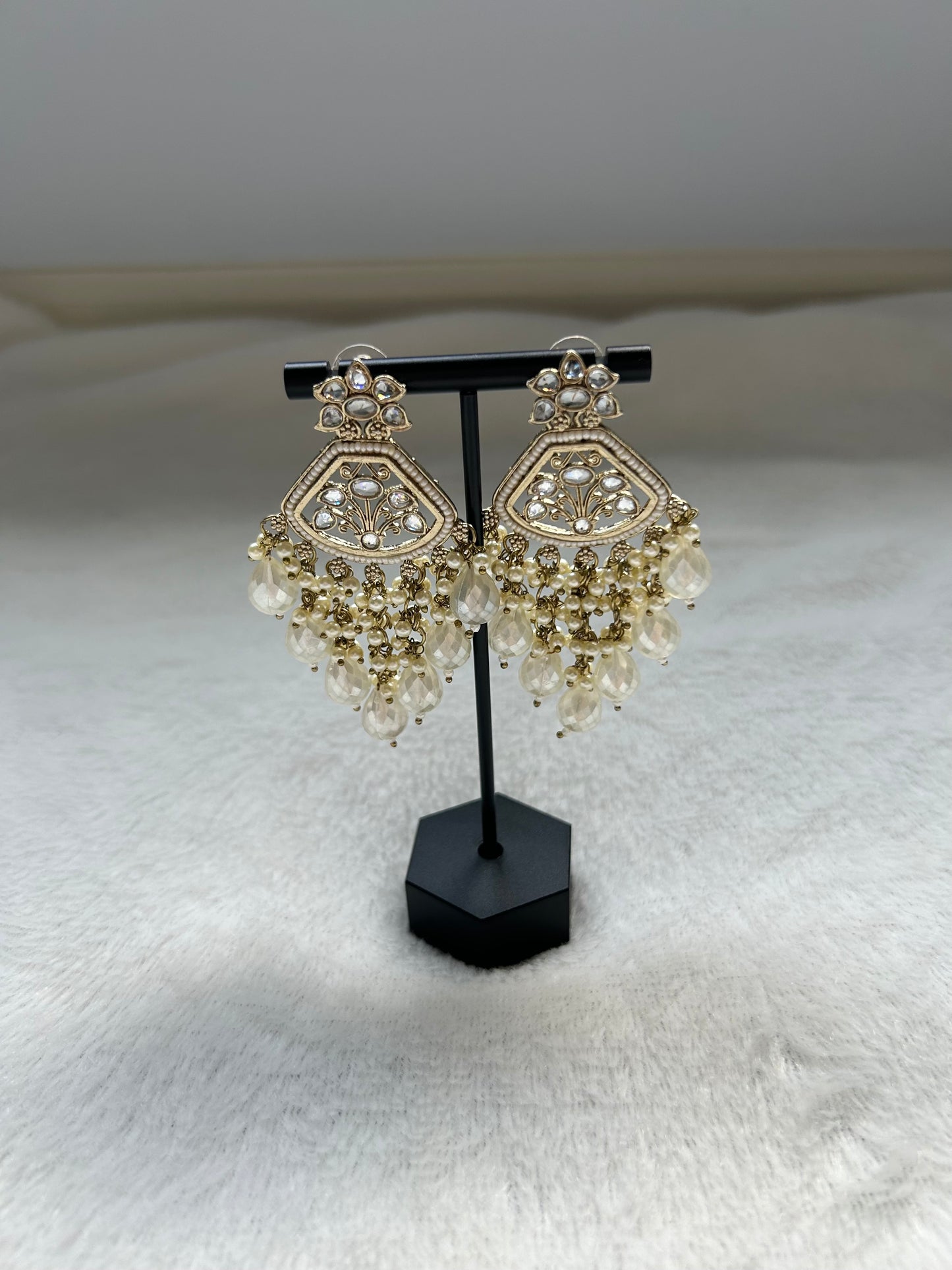 White Polki Earrings