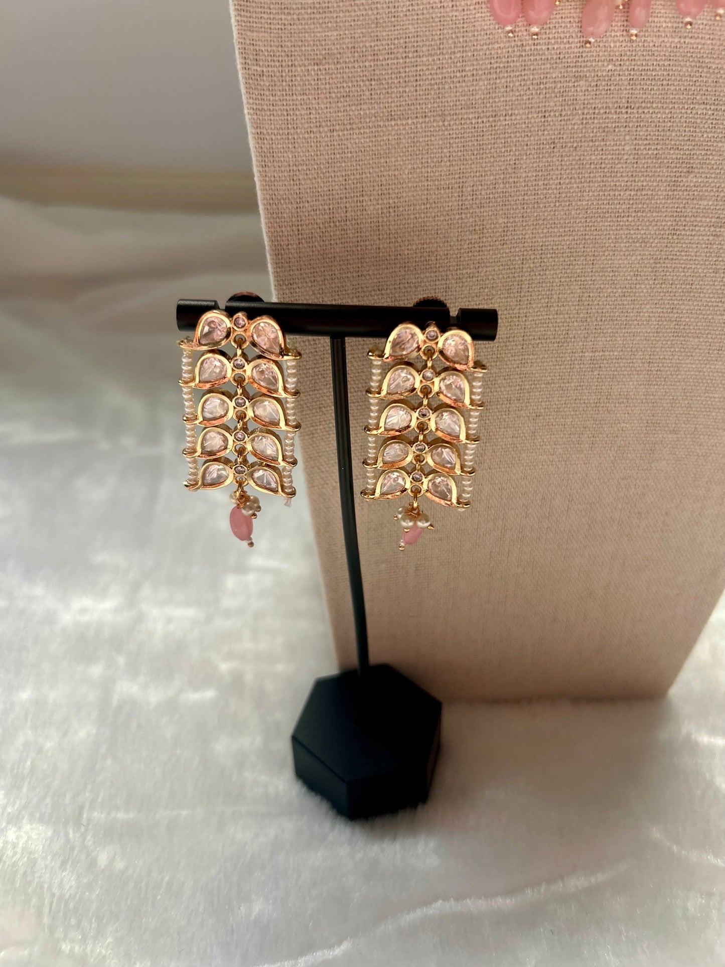 Pink Tyaani Kundan Double Layer Necklace Set