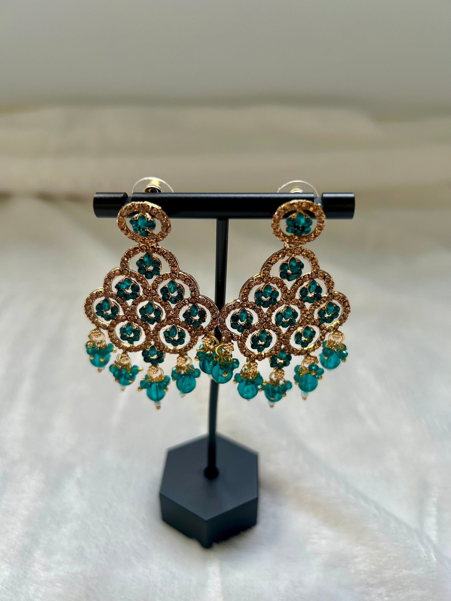 Teal Polki Earrings