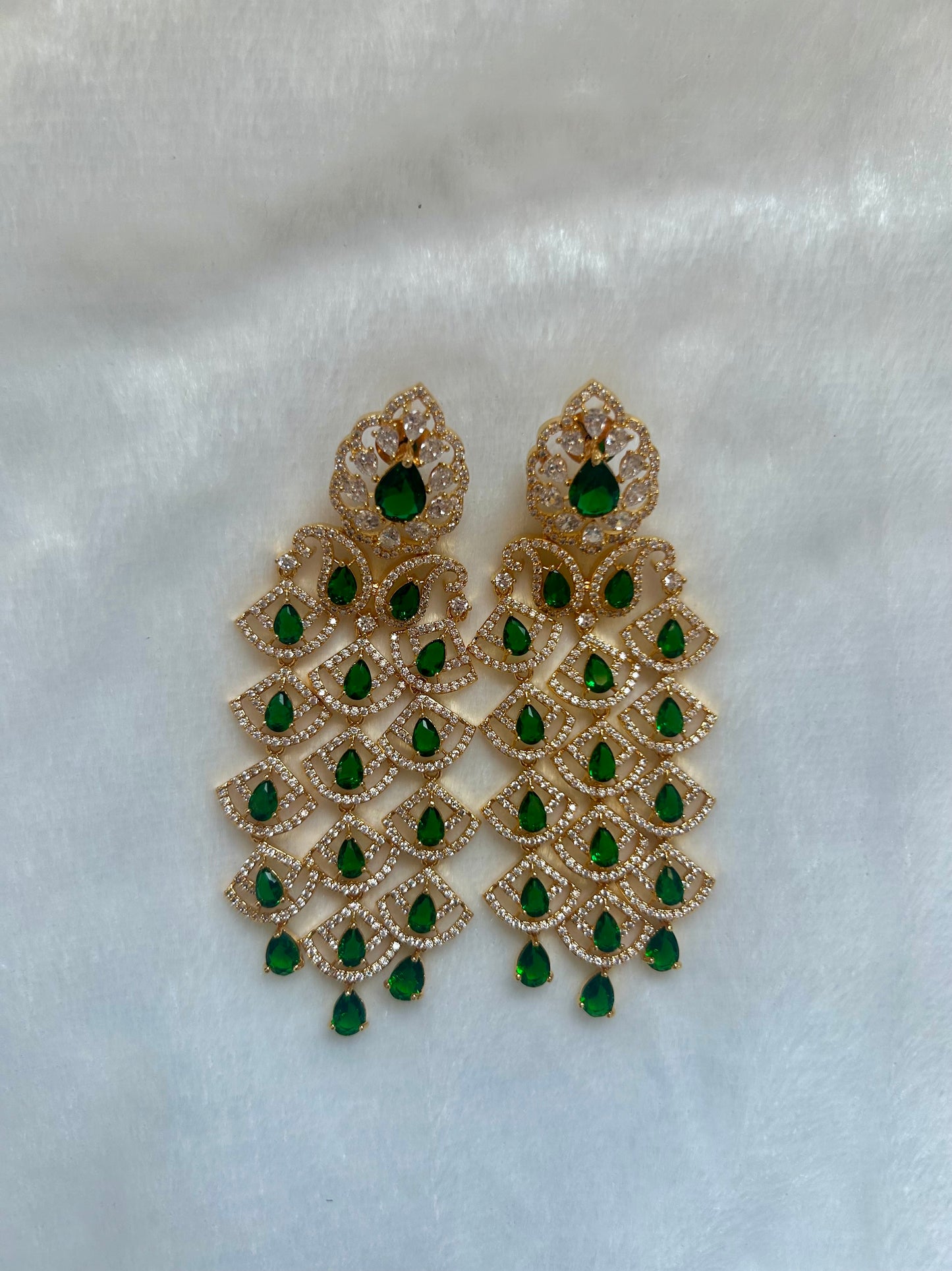 AD Emerald Green & Gold Earrings