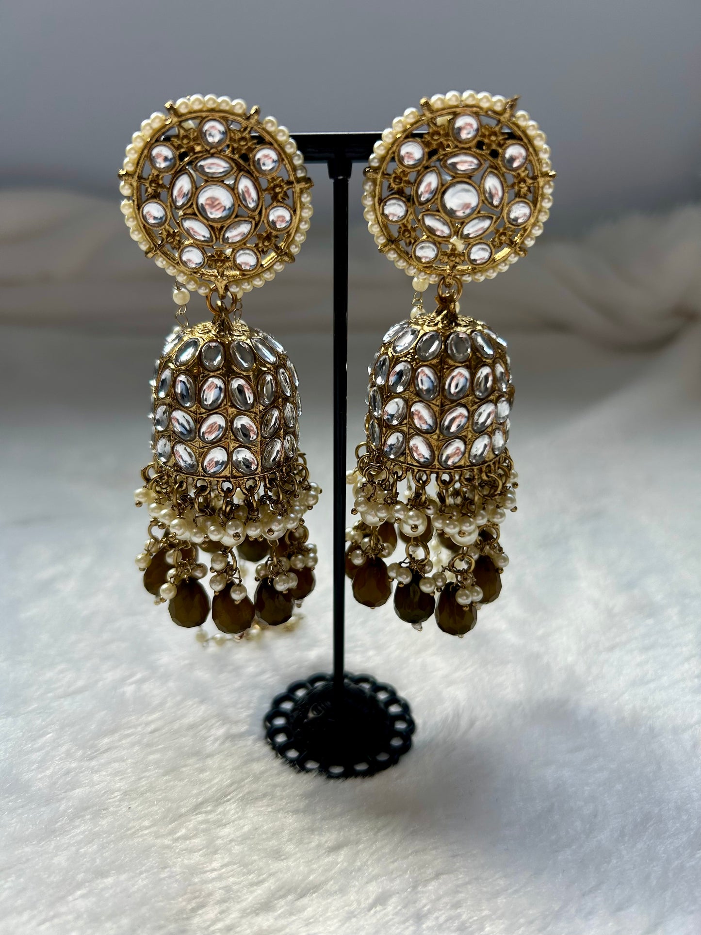 Olive Green Kundan Sahara Earrings