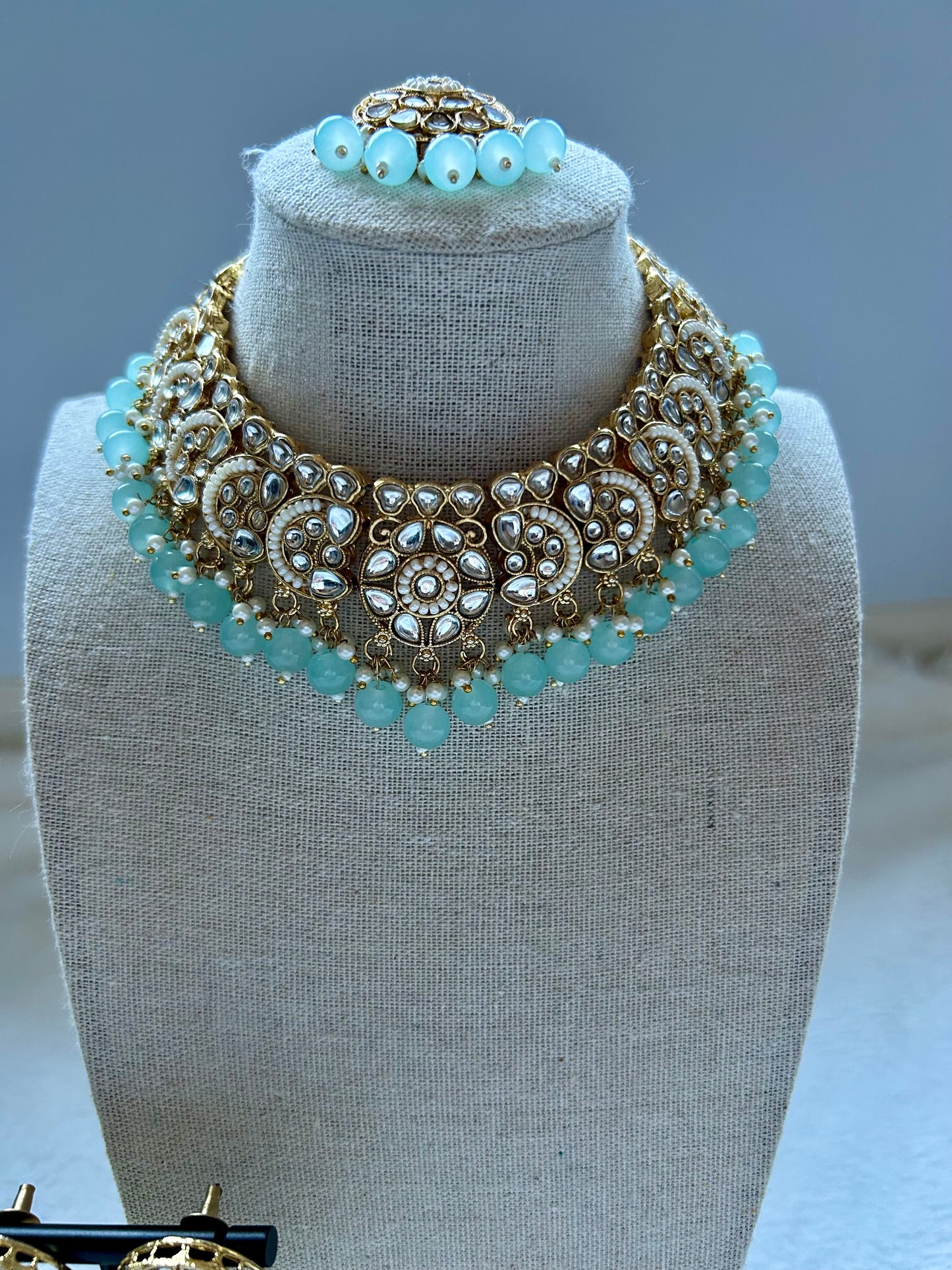 Blue Kundan Choker Set