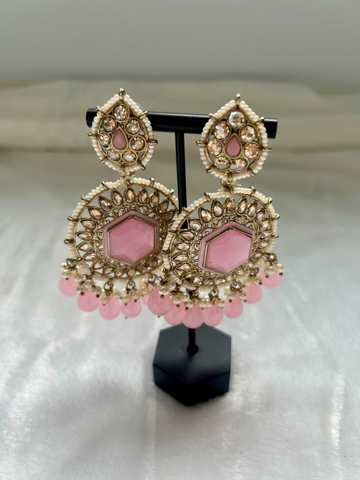 Pink Kundan Earrings