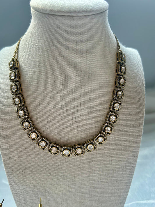 White Moissanite Kundan Choker Set