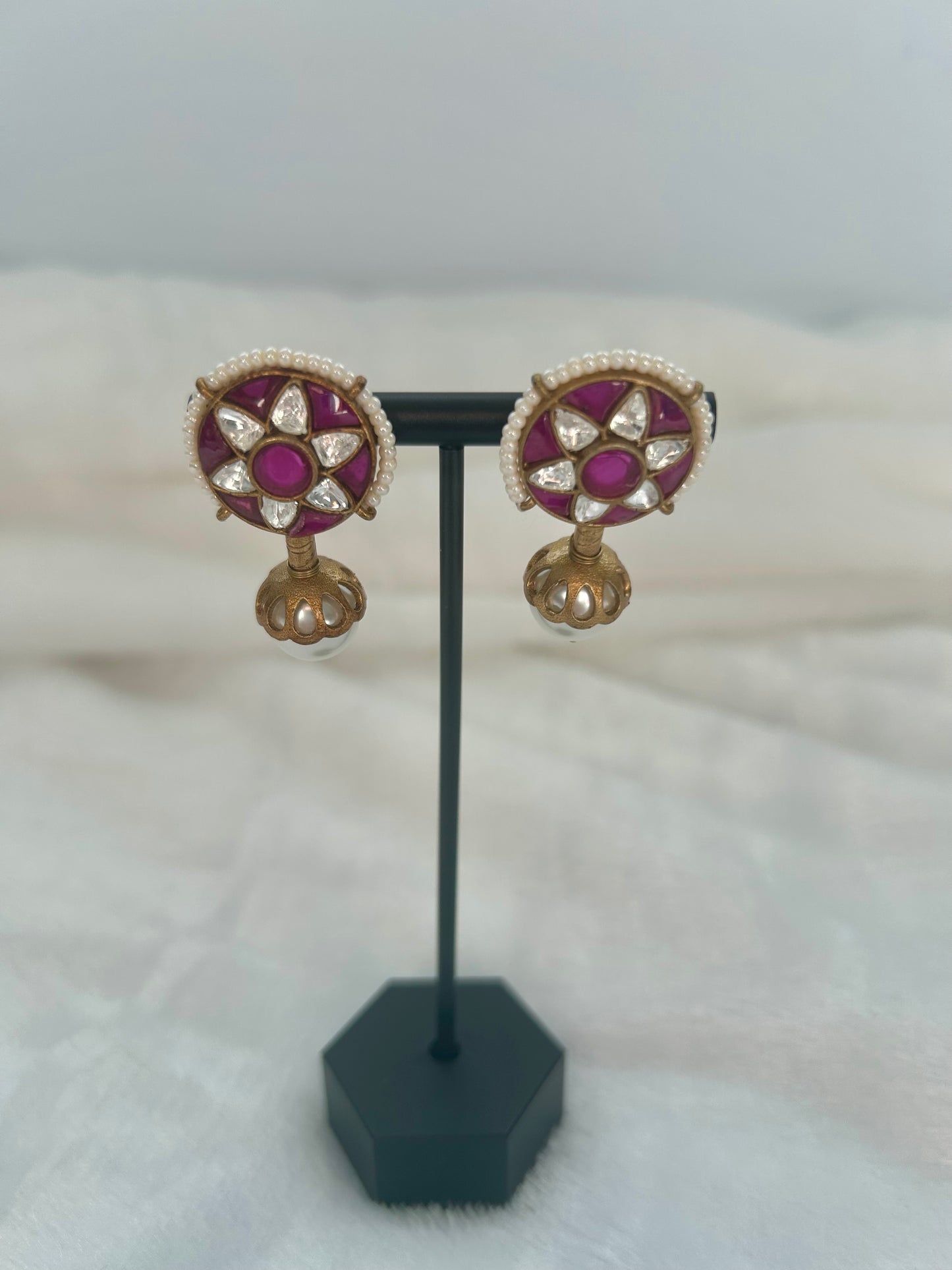 Ruby Pearl Drop Earrings