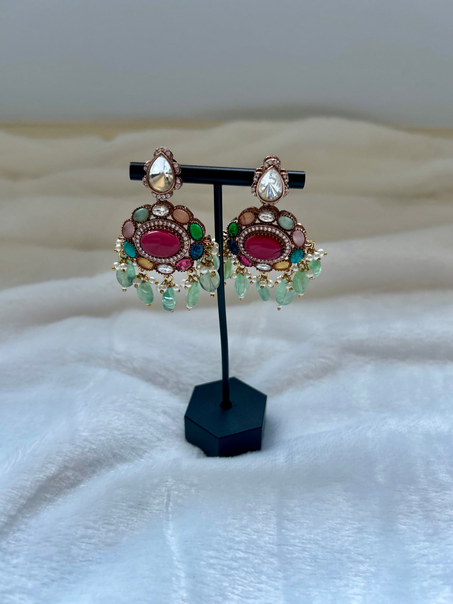Multi Moissanite Kundan Earrings