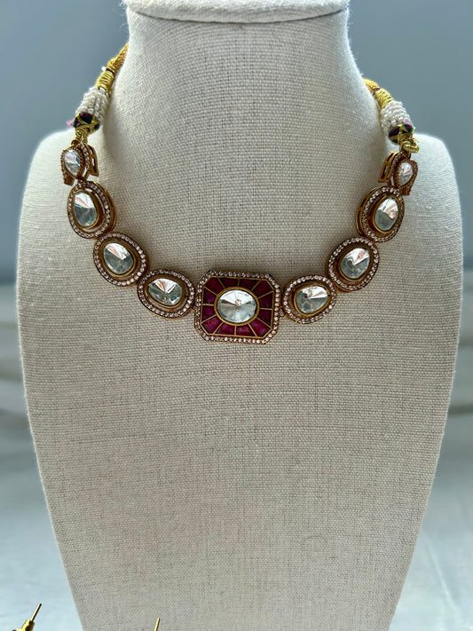 Ruby Moissanite Kundan Choker Set