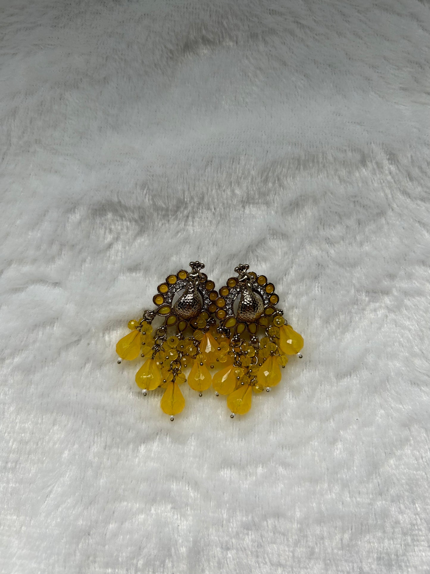 Yellow Peacock Earrings