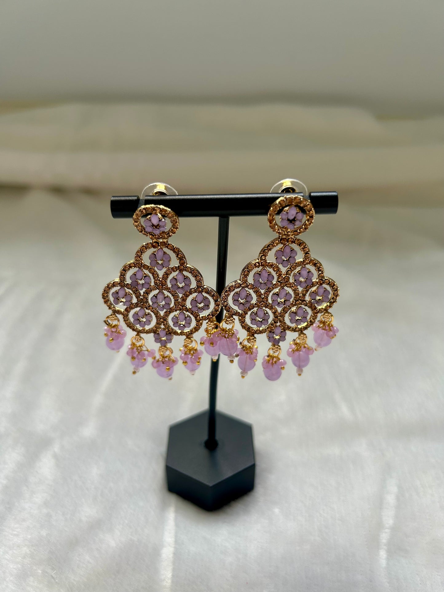 Purple Polki Earrings