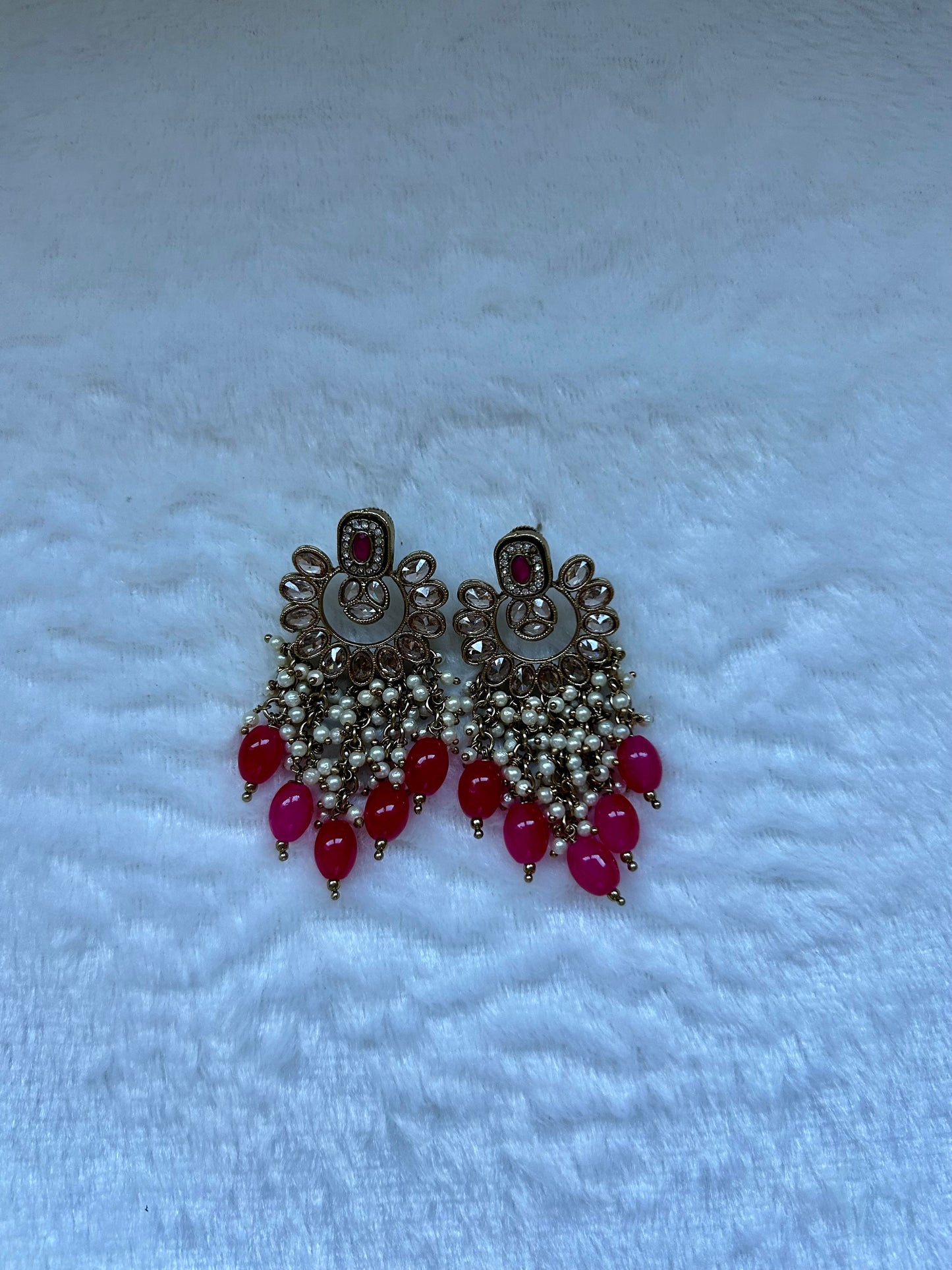 Hot Pink Polki Earrings