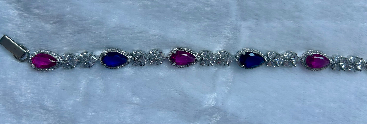 Hot Pink & Blue CZ Bracelet