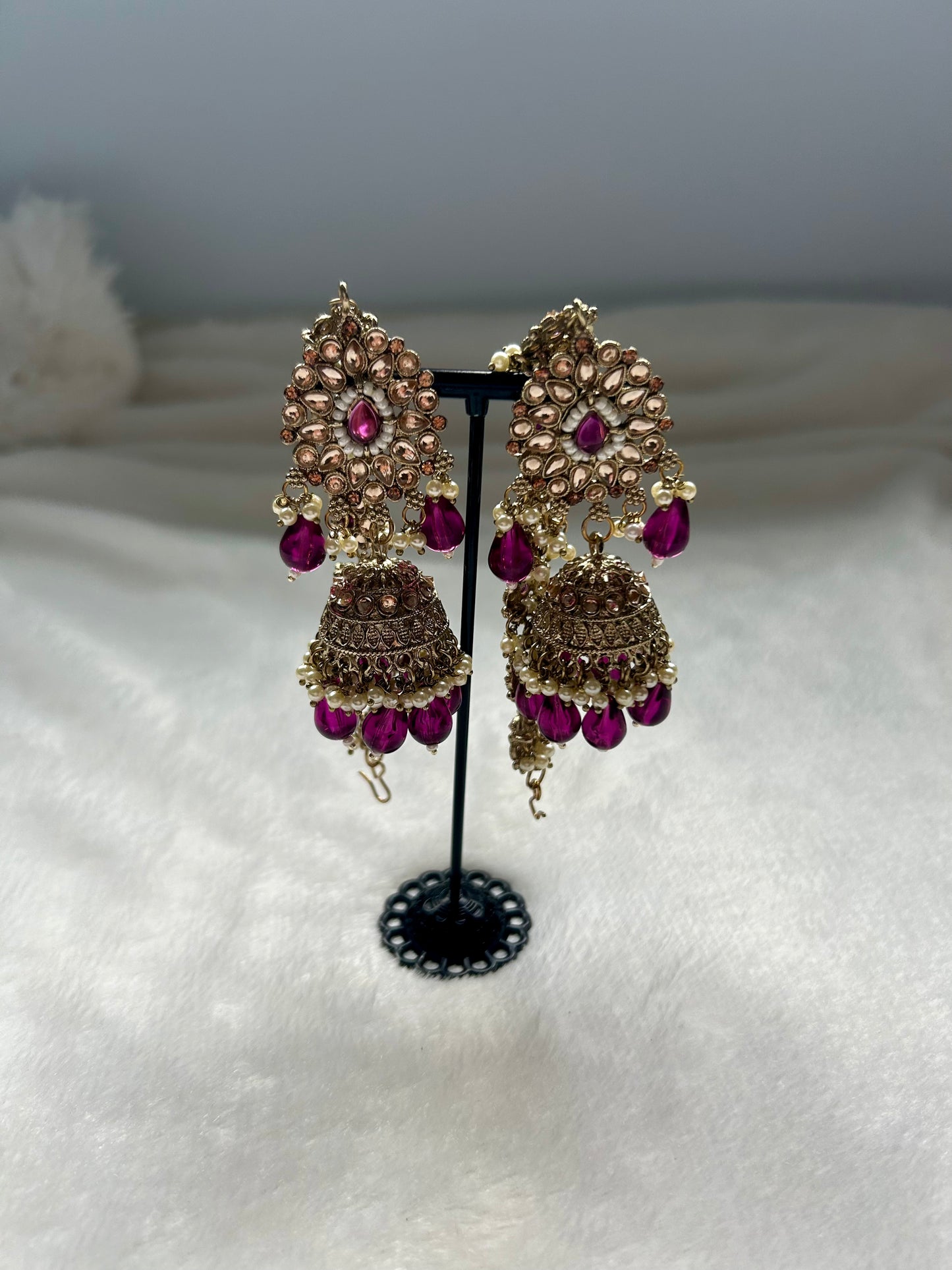 Wine Polki Sahara Earrings